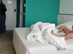Leie, Blondine, Blasen, Klassisch, Schwanz, Handjob, Hotel, Hausmädchen