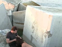 Real public anal slut deep throat hard cock outdoors