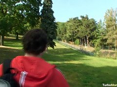 In den arsch, Schönheit, Grosser arsch, Blondine, Vollbusig, Hd, Monster, Im freien