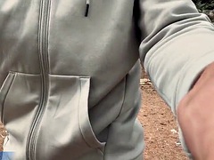 Fitness man exercising naked in public