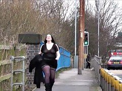 Amateur, Bbw, Chubby, Flashing, Public, Stockings