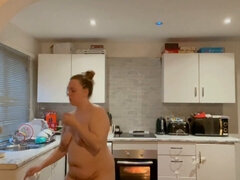 Inexperienced teen gets naked while cleaning - Stepmom and stepsister join in!