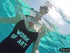 美女, デカパイ, 茶髪の, 巨乳な, プール, ハメ撮り, 一人, オッパイの