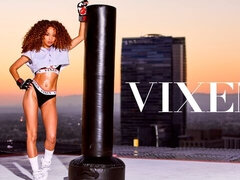 Sensual ebony model Cecilia Lion fucked by a long white penis