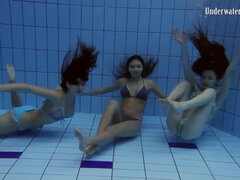 Tussi, Grosser arsch, Blondine, Braunhaarige, Hd, Lesbisch, Pool, Unter wasser