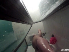 Aziatisch, Grote kont, Grote mammen, Bruinharig, Natuurlijk, Natuurlijke tieten, Douche, Nat