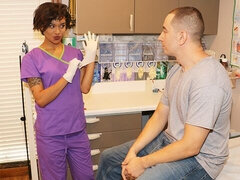 Enthousiasteling, Grote lul, Bruinharig, Arts, Vingeren, Handbeurt, Masturbatie, Kort haar