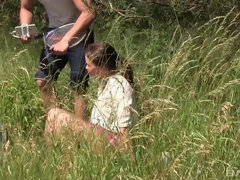 Babby Shine's tiny tittes bounce up and down as he bangs away at her pussy