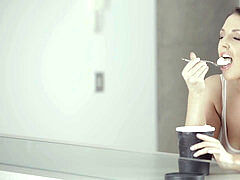 茶髪の, 女, 指いじり, 巨大, オナニー, オーガズム, 一人, オッパイの