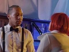 Schwarz, Blasen, Braunhaarige, Schwanz, Handjob, Interrassisch, Milf, Rotschopf