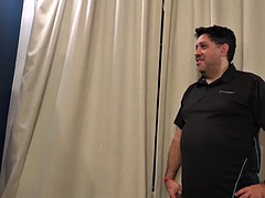 Fat gaydaddy 3some fucked by sportive twinks in locker room