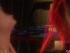 デカチン, デカパイ, ブロンド, 茶髪の, イマラチオ, Hd, ストッキング, 三人