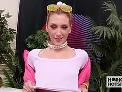 Blondine, Blasen, Spermaladung, Handjob, Hd, Schlampe, Titten