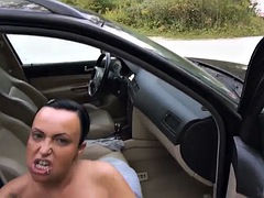 FUNMOVIES - Busty Mature Bitch Sucks Cock Outdoors Candy Cox, Bitch Candy, Candy Cox