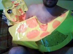 Inflatable giraffe swim ring