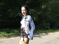 Amateur, Femelle, Hd, De plein air, Pisser, Douche, Gicler, Jarretelles