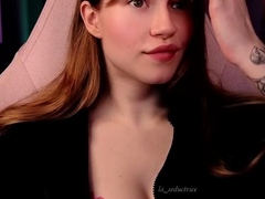 Close up with teen blonde sex doll rubbing her cunt