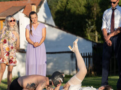 Perverted couple are having sex at the wedding in front of people