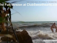 Hot Teen Threesome Blowjob on Nude Beach - Virgin Butterfly, Aleks Sam & Amelia Ost in HD Beach Sex Video