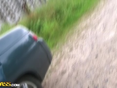 Anal, Brunette, Facial, Heels, Outdoor, Threesome