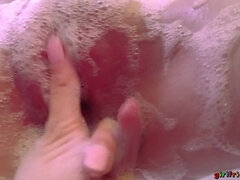 浴室, 指いじり, 彼女, なめる, オマンコ, 濡れ