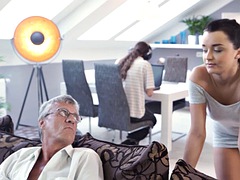 DADDY4K. Forbidden sex of old man and girlfriend ends with facial