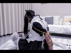 Asiático, Chino, Hd, Mucama, Falda, Medias largas, Adolescente, Atada