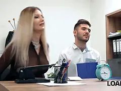 Loan4k. blonde czech came for a loan with her hubby and leap on manager's shaft
