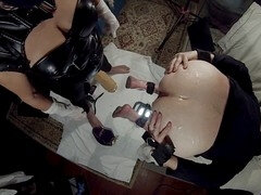 Submissive hubby gets pegged and fisted relentlessly by dominant wife