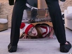 お尻, ブロンド, フェラチオ, 捕まる, 手コキする, ハードコア, オマンコ, ストッキング