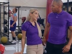 Blonde Abella Danger gets a big black cock in the room and cum on her face