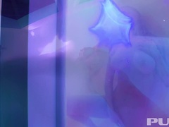 美人, デカパイ, ブロンド, オナニー, シャワー, ガリガリ, 濡れ