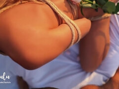 Bondage On The Balcony! Hard Sex And Flower Slaps - Amateur Couple With Leo Lulu