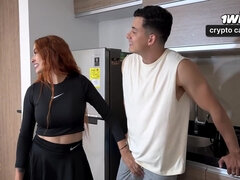 Cuckold Husband Fucks His Busty Neighbor While His Wife Showers - Andrea Castro & Lian Grey