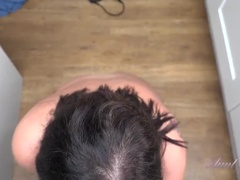 Horny Latina MILF Montse Swinger Gives POV Blowjob in Kitchen - Big Booty BBW Housewife
