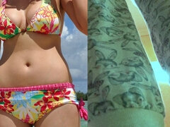 デカパイ, 茶髪の, 毛深い, 自家製, 淫乱熟女, 母, シャワー, スパイ