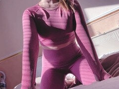 18 ans, Pieds, Doigter, Petite femme, Solo, Spandex, Jarretelles
