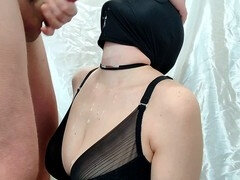 Masked blowjob, swallow compilation, first cum swallow