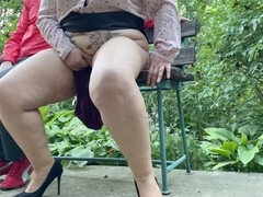 ぽっちゃり, ぽちゃ, 熟年, 淫乱熟女, 母, アウトドア, 公共, ストッキング