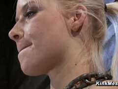 Bound blonde hars flogging training