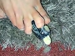 Footjob with a sexy brunette MILF