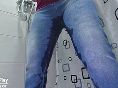 Amateur, Chica, Gorda, Europeo, Jeans, Madres para coger, Bragas, Orinar