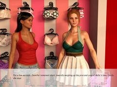 American housewife caught in a trial room with her brother's wife and stepsister