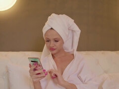 美女, デカチン, デカパイ, ブロンド, エロ熟女, 淫乱熟女, ロシア人, ストッキング