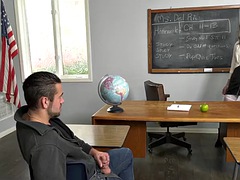 Shemale teacher gets fucked in the classroom