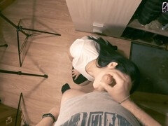 Pov cumshot, cameraman joins, pov facefuck