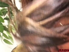 美女, フェラチオ, 茶髪の, 巨乳な, なめる, 自然山雀, 三人, オッパイの