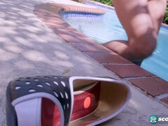 Amy Anderssen gets wild with her tits & pussy in the pool