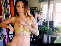 Leie, Asiatisch, Lingerie, Nackt, Tätowierung