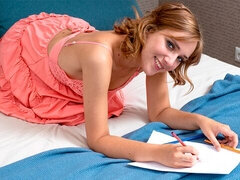 Aesthetic girlfriend with small tits Oxana opens her wet hole